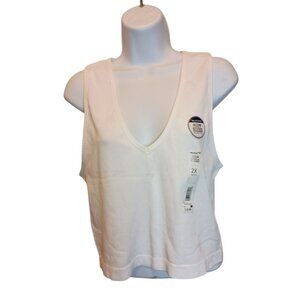 WallFlower White Insta Smooth Sleeveless  Ribbed V-Neck Tank Top Women's Sz. 2X